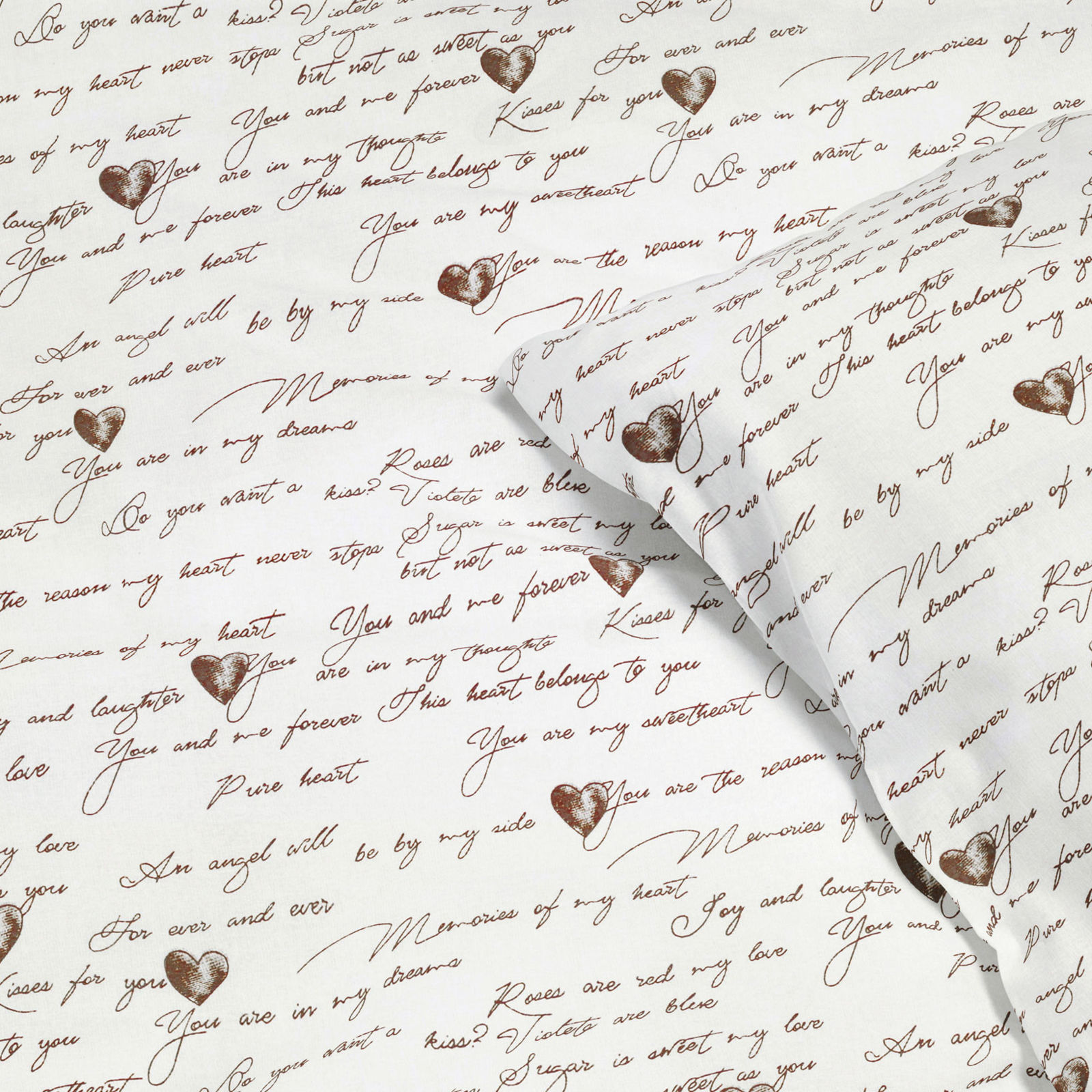 Bavlnené posteľné obliečky - zamilované texty