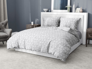 Flanelové posteľné obliečky - vzor 941 popínavé kvety na svetle sivom