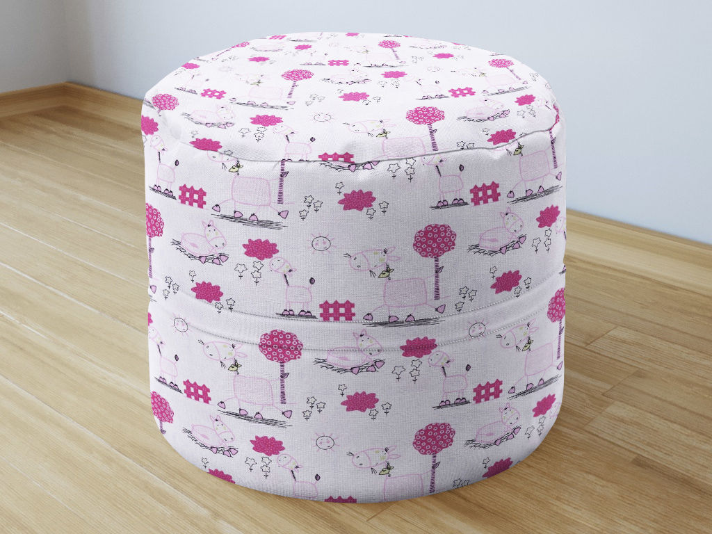 Detský bavlnený sedacie bobek 50x40cm - ružoví oslíci