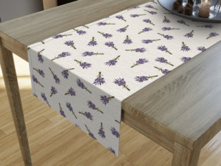 Dekoračný behúň na stôl LONETA - vzor trsy levandulí