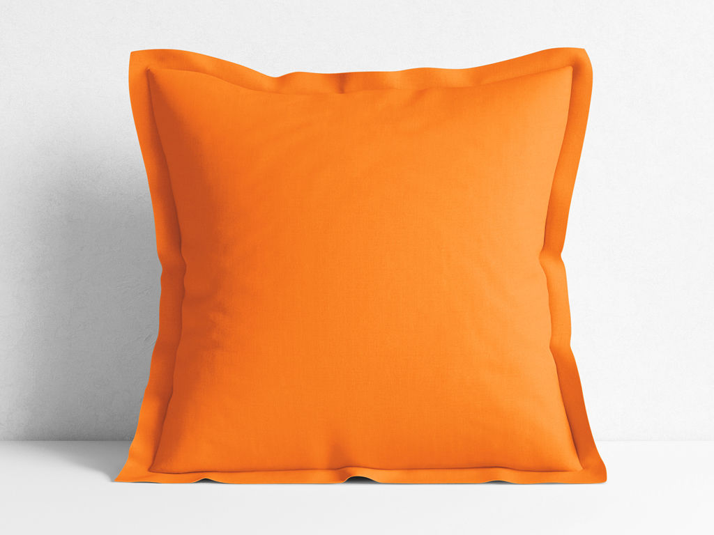 Bavlnená obliečka na vankúš s ozdobným lemom - oranžová