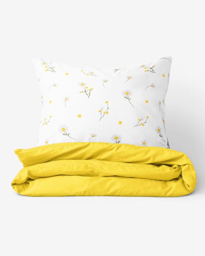 Bavlnené posteľné obliečky Duo - harmanček so žltou
