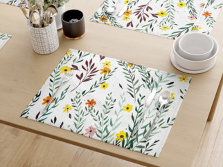 Bavlnené prestieranie na stôl - maľované kvety s lístkami - sada 2ks