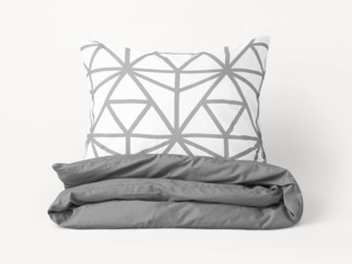 Bavlnené posteľné obliečky Duo - sivé geometrické tvary so sivou