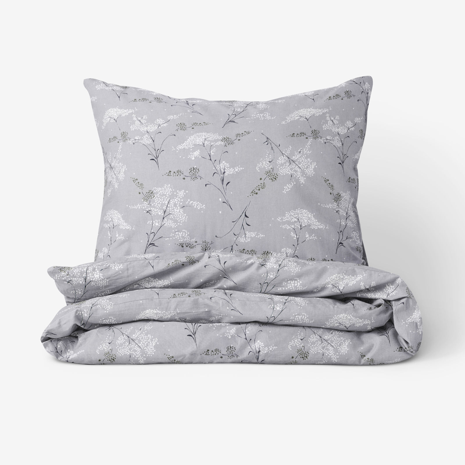 Flanelové posteľné obliečky - japonské kvety na sivom