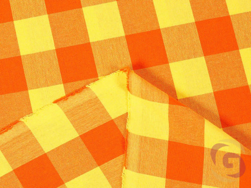 Bavlnený záves na mieru Kanafas - veľké oranžovo-žlté kocky