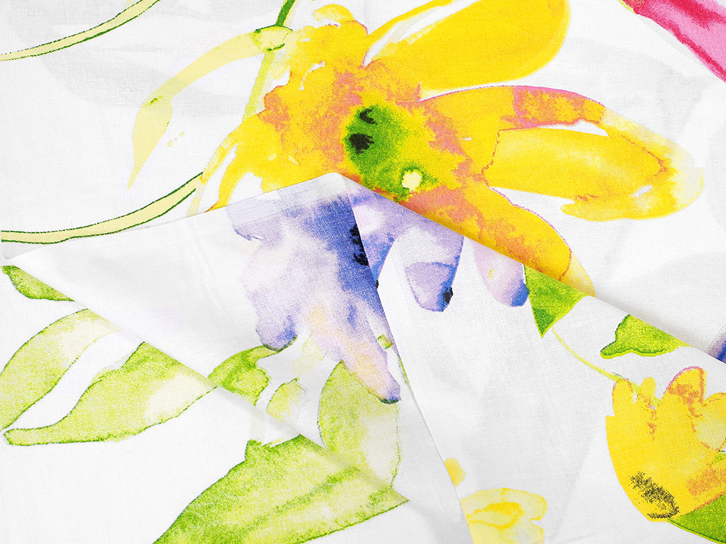 Bavlnené plátno - akvarelové kvety