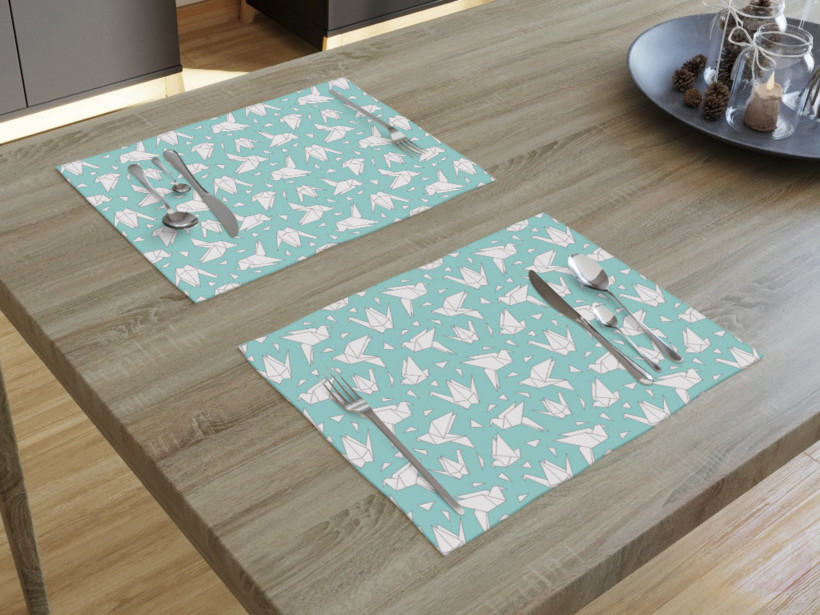 Prestieranie na stôl Loneta - origami na tyrkysovom - sada 2ks