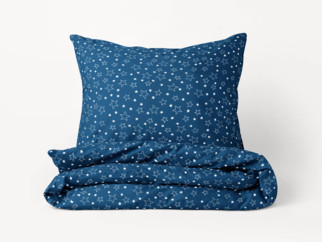 Vianočné bavlnené posteľné obliečky - vzor X-16 biele hviezdičky na modrom