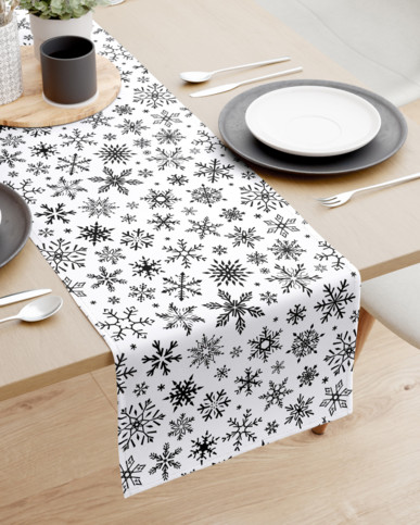 Vianočný behúň na stôl 100% bavlnené plátno - snehové vločky