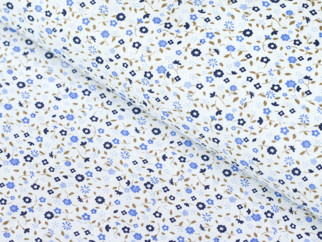 Bavlnené plátno SIMONA - vzor 895 drobné modré kvítí - metráž š. 150cm