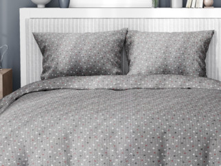 Krepové posteľné obliečky - vzor 948 farebné bodky na tmavo sivom