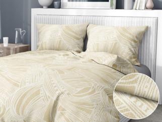 Krepové posteľné obliečky - vzor 808 tropické listy na zlatom