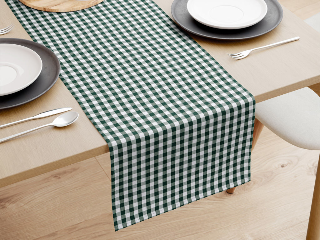 Behúň na stôl 100% bavlna - malé zeleno-biele kocky