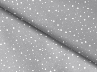 Bavlnené plátno SIMONA - vzor 513 drobné biele hviezdičky na sivom - metráž š. 145cm