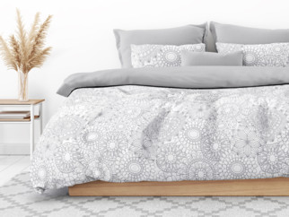 Bavlnené posteľné obliečky Duo - veľké sivé mandaly so svetlo sivou