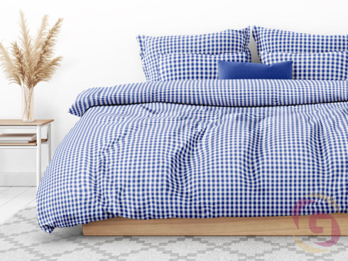 Tradičné bavlnené posteľné obliečky - vzor 802 modré a biele kocky