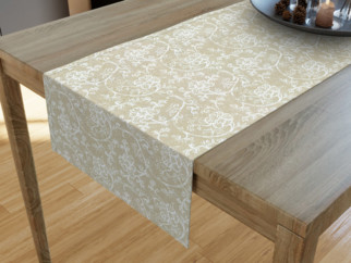 Dekoračný behúň na stôl LONETA - vzor biele popínavé kvety