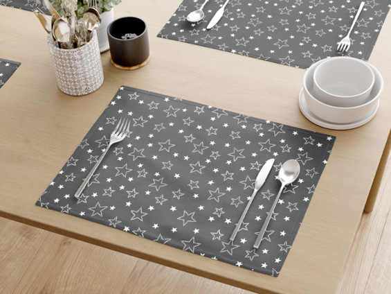 Prestieranie na stôl 100% bavlnené plátno - biele hviezdičky na sivom - sada 2ks