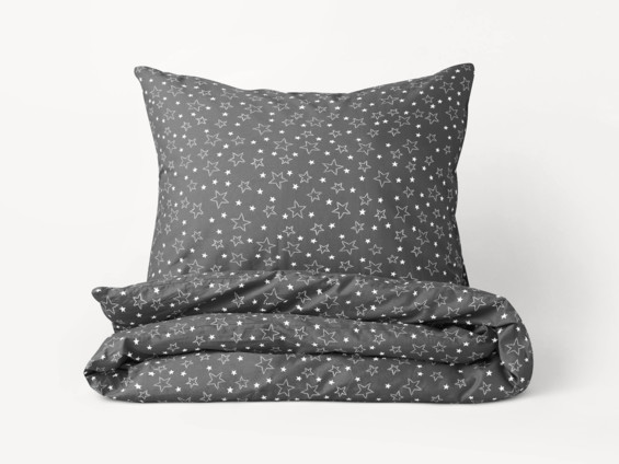 Bavlnené posteľné obliečky - biele hviezdičky na sivom