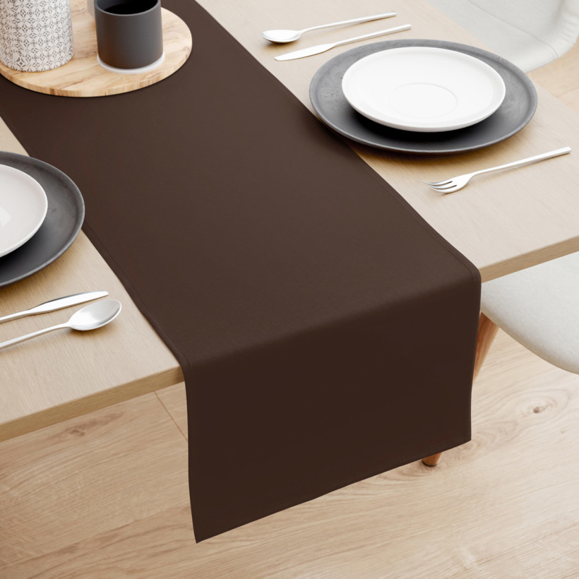 Behúň na stôl 100% bavlnené plátno - tmavo hnedý
