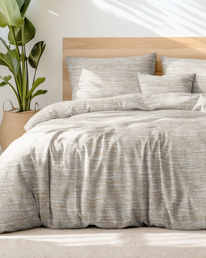 Bavlnené posteľné obliečky - melírovo hnedé