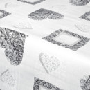 PVC obrusovina s textilným podkladom - vzor sivá prútená srdce - metráž š. 140 cm