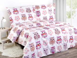 Bavlnené posteľné obliečky - vzor 479 sovičky