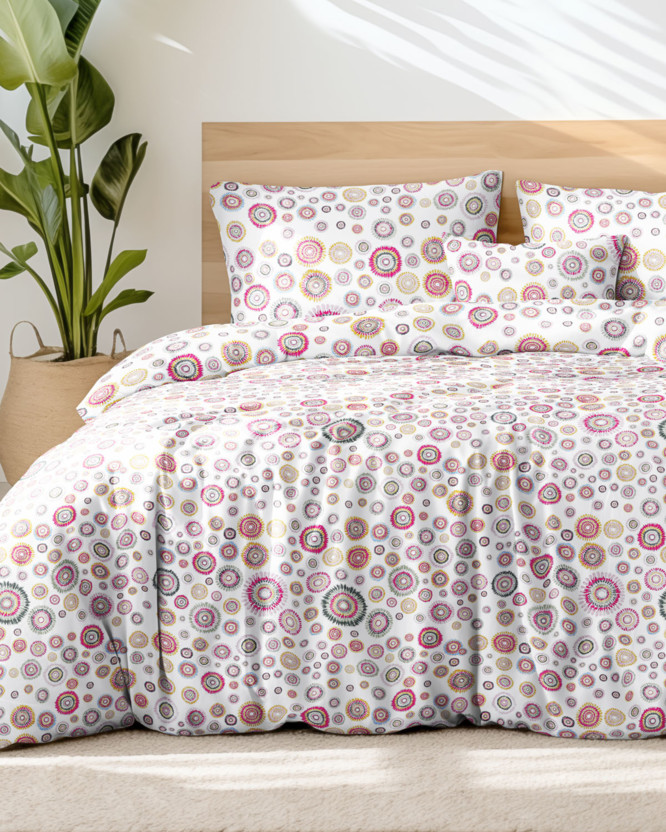 Flanelové posteľné obliečky - batikované kruhy