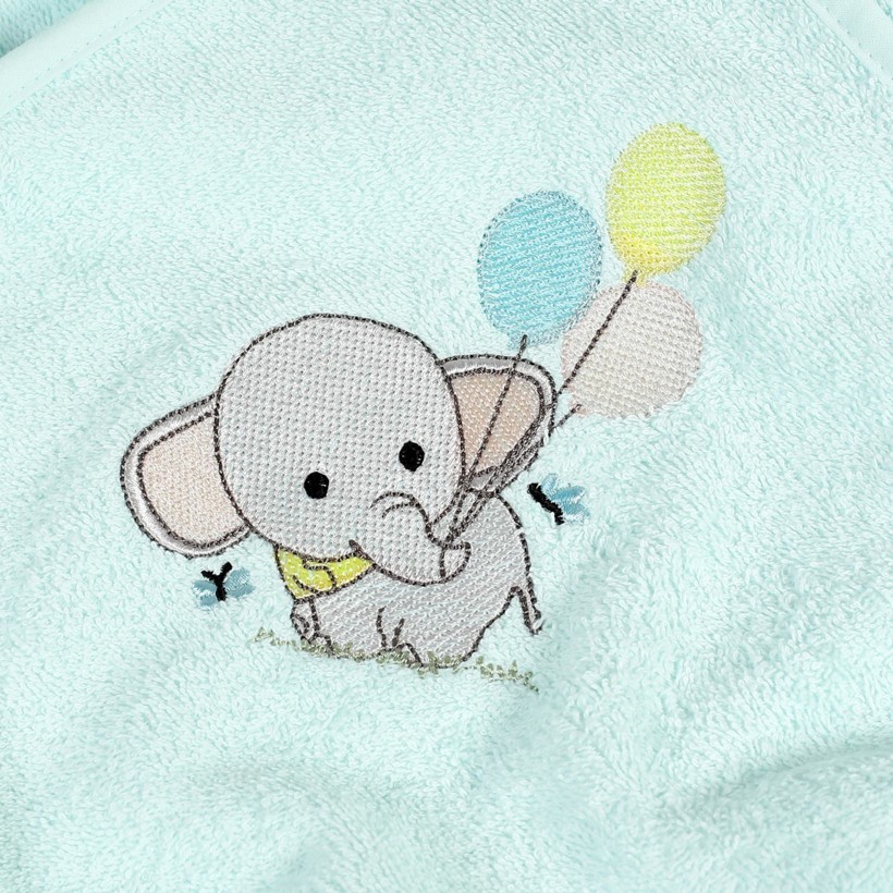 Detský froté uterák Lili 30x50 cm mintový - sloník s balónikmi