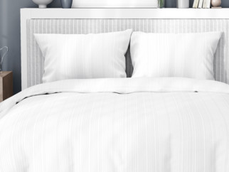 Damaškové posteľné obliečky so saténovým vzhľadom Deluxe - vzor 003 drobné biele prúžky