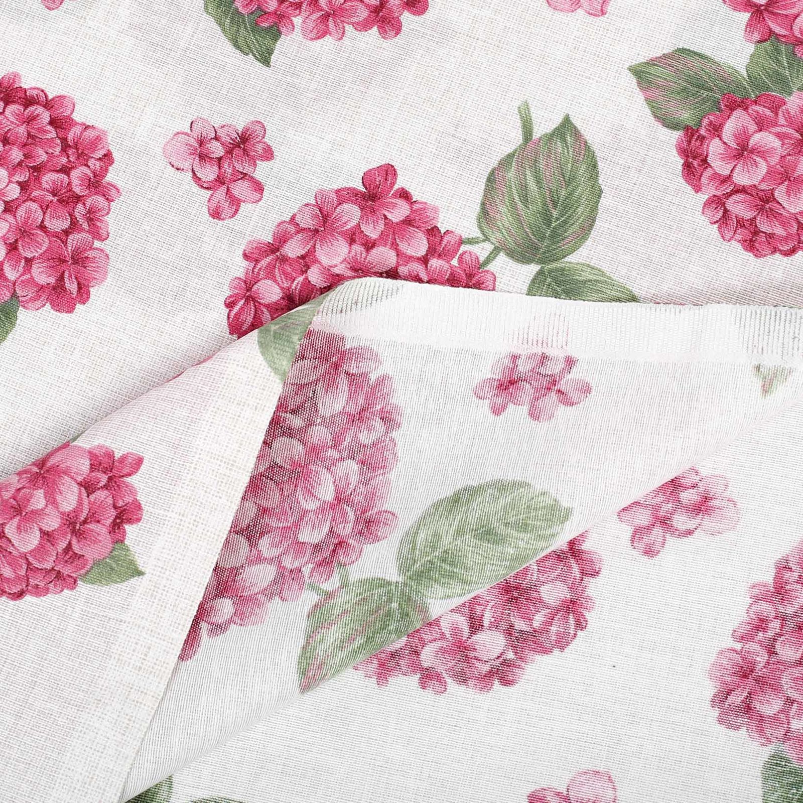 Dekoračná látka Loneta - ružové kvety hortenzie