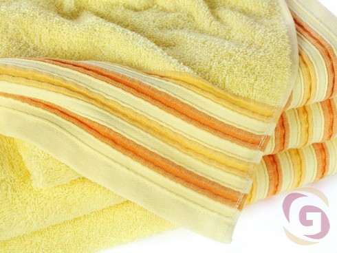 Froté uterák / osuška žltý s oranžovými prúžky - detail 1