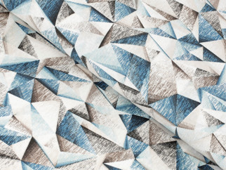 Dekoračná látka Loneta - modré žíhané tvary - šírka 140, 280 cm