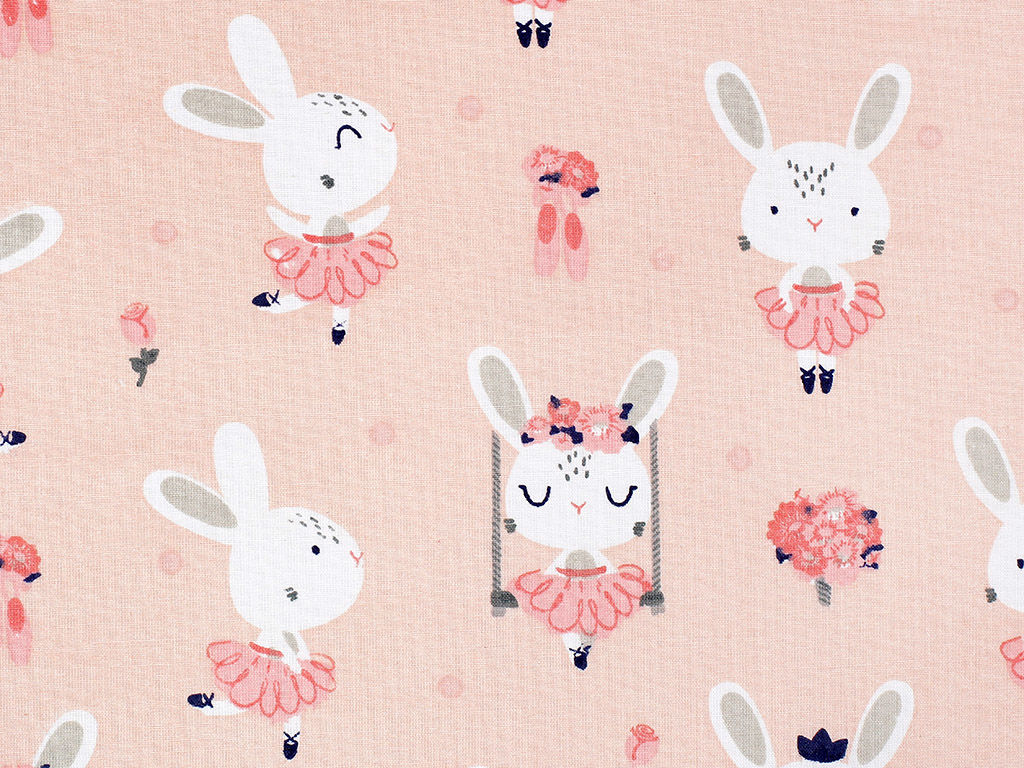 Bavlnené plátno - tancujúci králikovia