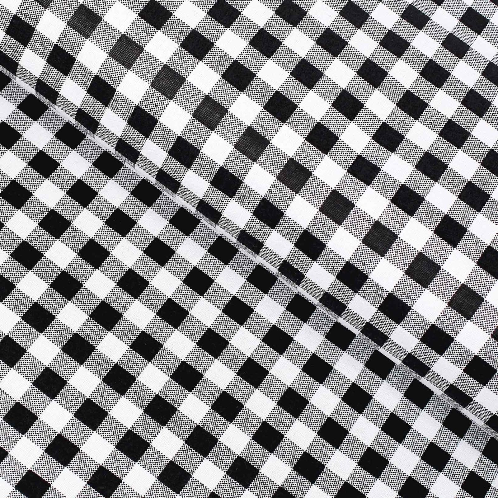 Hranatý obrus 100% bavlnené plátno - čierne a biele kocky
