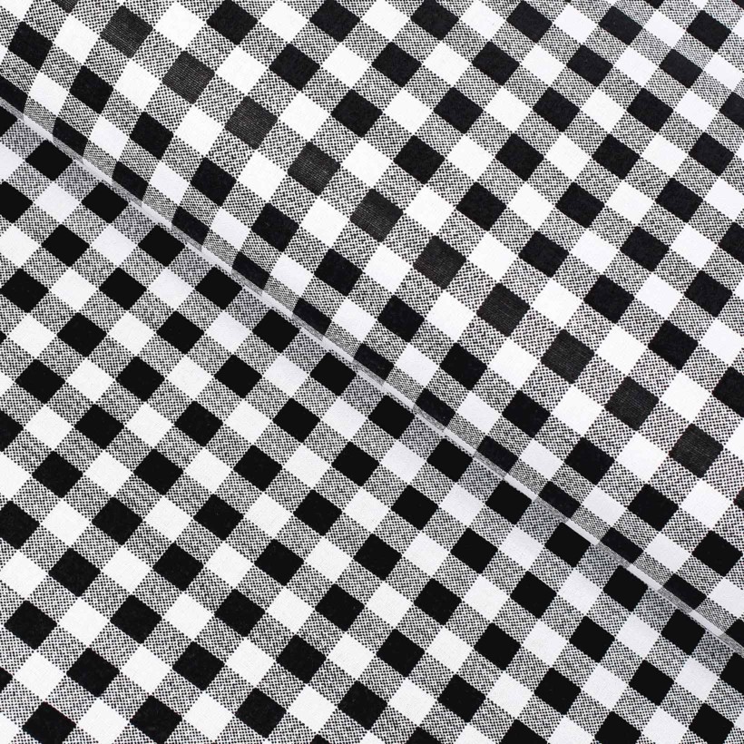Hranatý obrus 100% bavlnené plátno - čierne a biele kocky