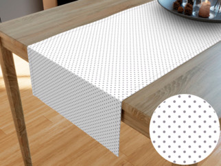Bavlnený behúň na stôl - vzor sivé bodky na bielom