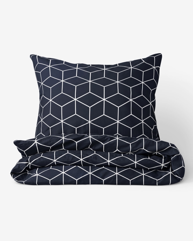 Bavlnené posteľné obliečky - mozaika na temne modrom