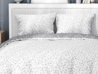 Krepové posteľné obliečky - vzor 779 kvietky a motýle so sivou