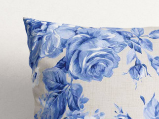 Dekoračná obliečka na vankúš LONETA - vzor veľké modré ruže