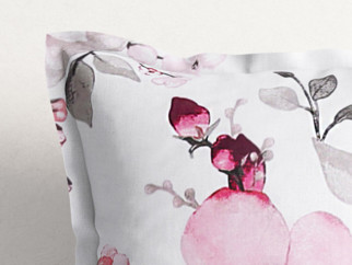 Bavlnená obliečka na vankúš s ozdobným lemom - kvety sakury