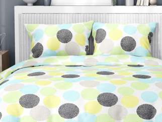 Bavlnené posteľné obliečky - vzor 1040 farebné kruhy s drobnými tvarmi