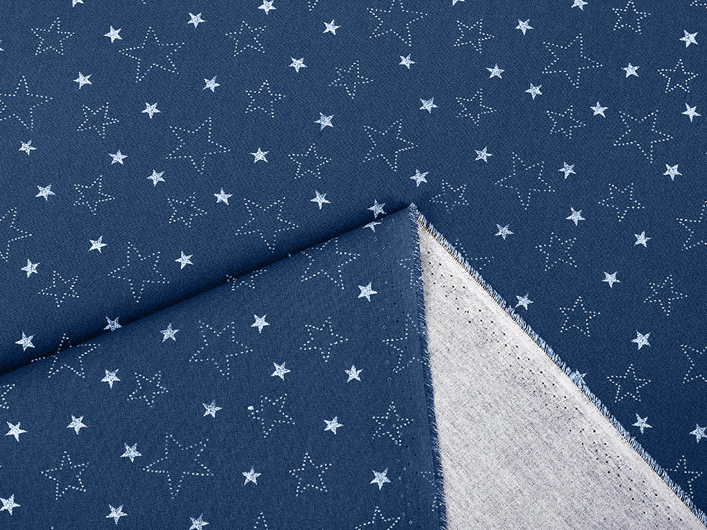 Bavlnené plátno - biele hviezdičky na modrom