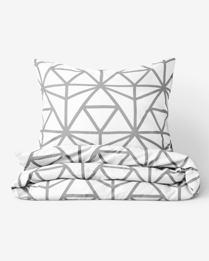 Bavlnené posteľné obliečky - sivé geometrické tvary na bielom