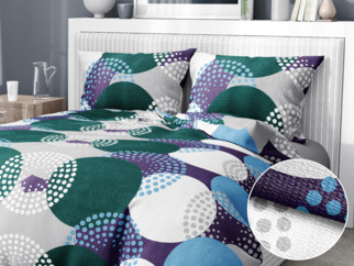 Krepové posteľné obliečky - vzor 1041 farebné kruhy na sivom