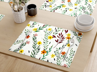Bavlnené prestieranie na stôl - maľované kvety s lístkami - sada 2ks