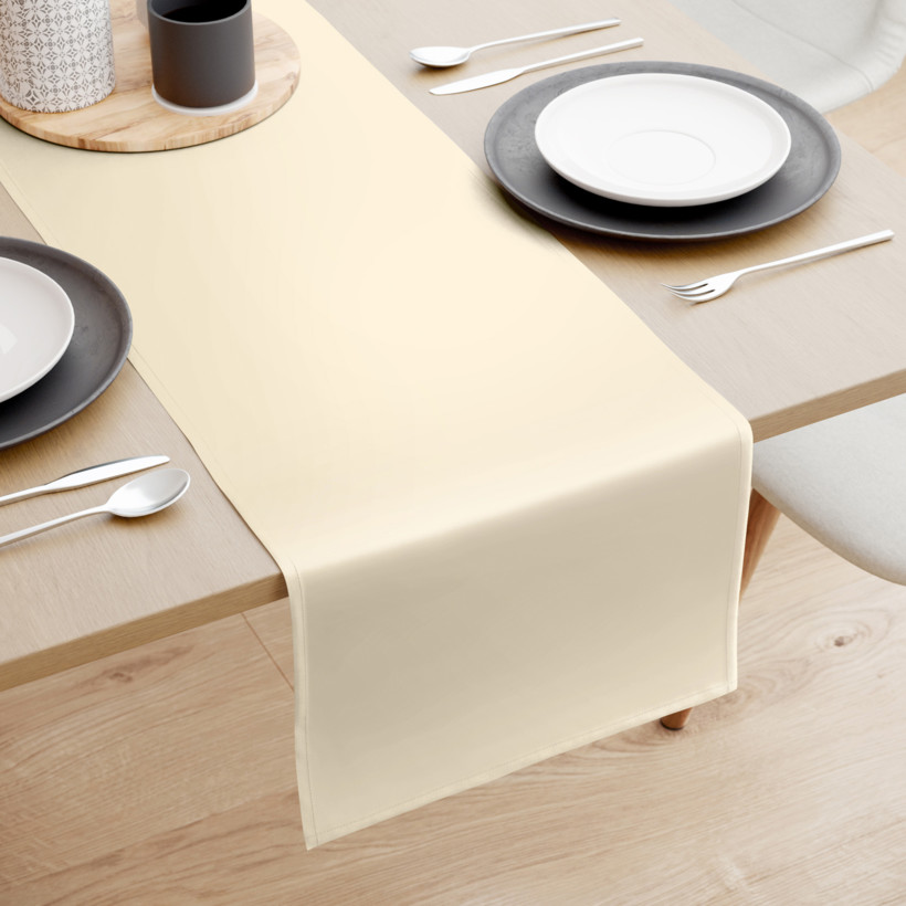 Sviatočný saténový behúň na stôl – vanilkový s leskom
