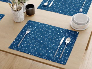 Bavlnené prestieranie na stôl - vzor biele hviezdičky na modrom - sada 2ks