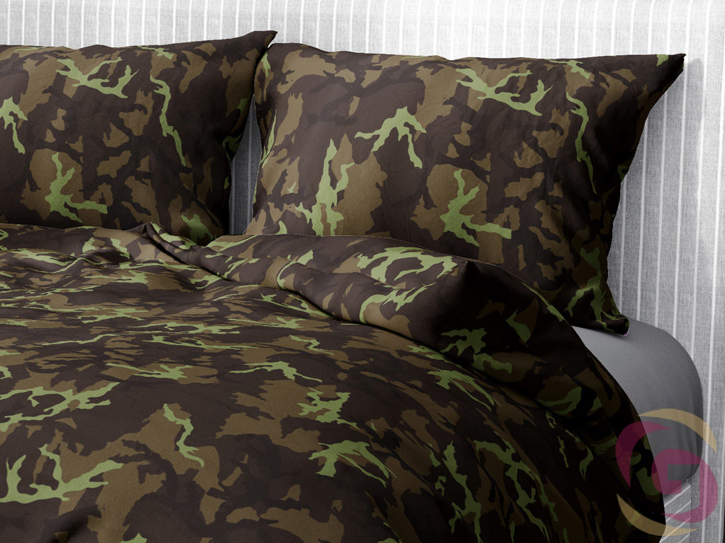Bavlnené posteľné obliečky - vzor 1078 hnedý maskáčový